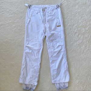 Four square white striped snowboard ski pants